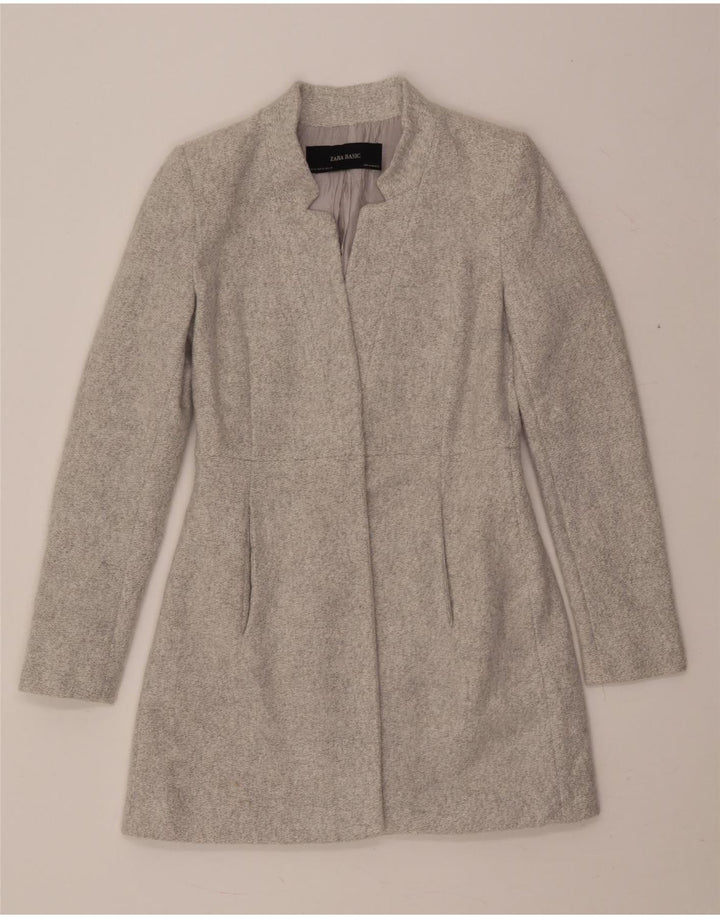 Zara Womens Open Overcoat UK 6 XS Grau Acetat