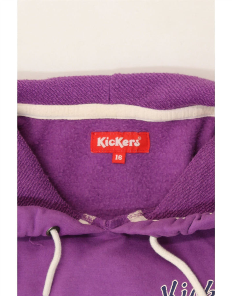KICKERS Womens Graphic Hoodie Jumper UK 16 Large Purple Polyester Vintage Kickers and Second-Hand Kickers from Messina Hembry 