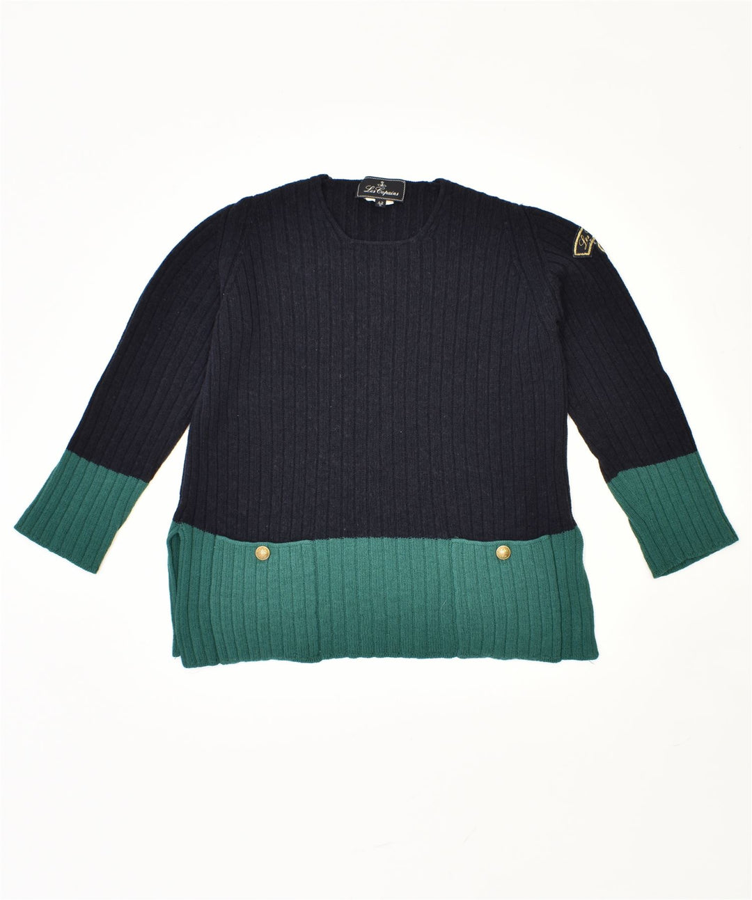 LES COPAINS Damen-Pullover mit Rundhalsausschnitt, Größe 42, mittleres Marineblau, Vintage