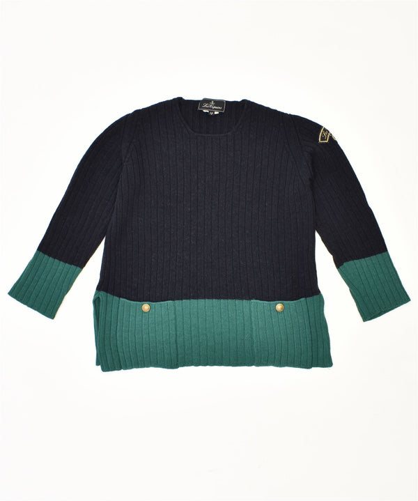 LES COPAINS Damen-Pullover mit Rundhalsausschnitt, Größe 42, mittleres Marineblau, Vintage