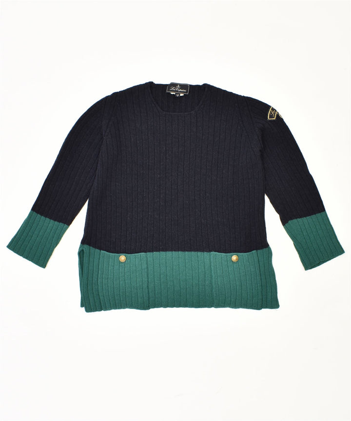 LES COPAINS Damen-Pullover mit Rundhalsausschnitt, Größe 42, mittleres Marineblau, Vintage