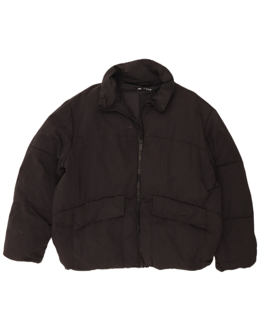 Zara Herren Wattierte Jacke UK 38 Medium Schwarz Polyamid