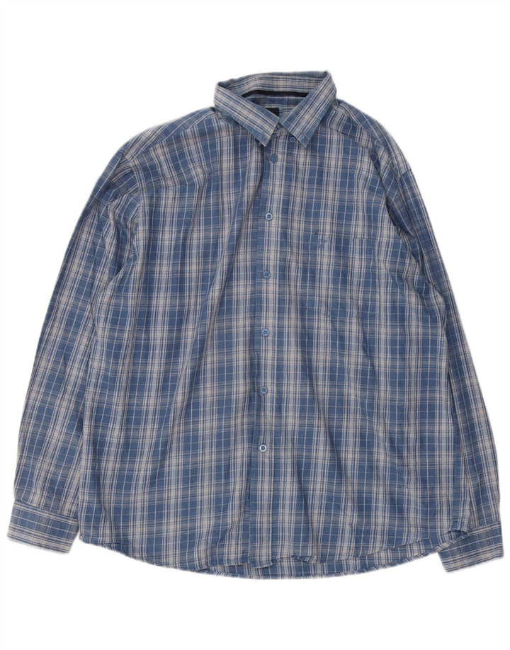 James Pringle Herren-Flanellhemd XL, blau kariert, Baumwolle
