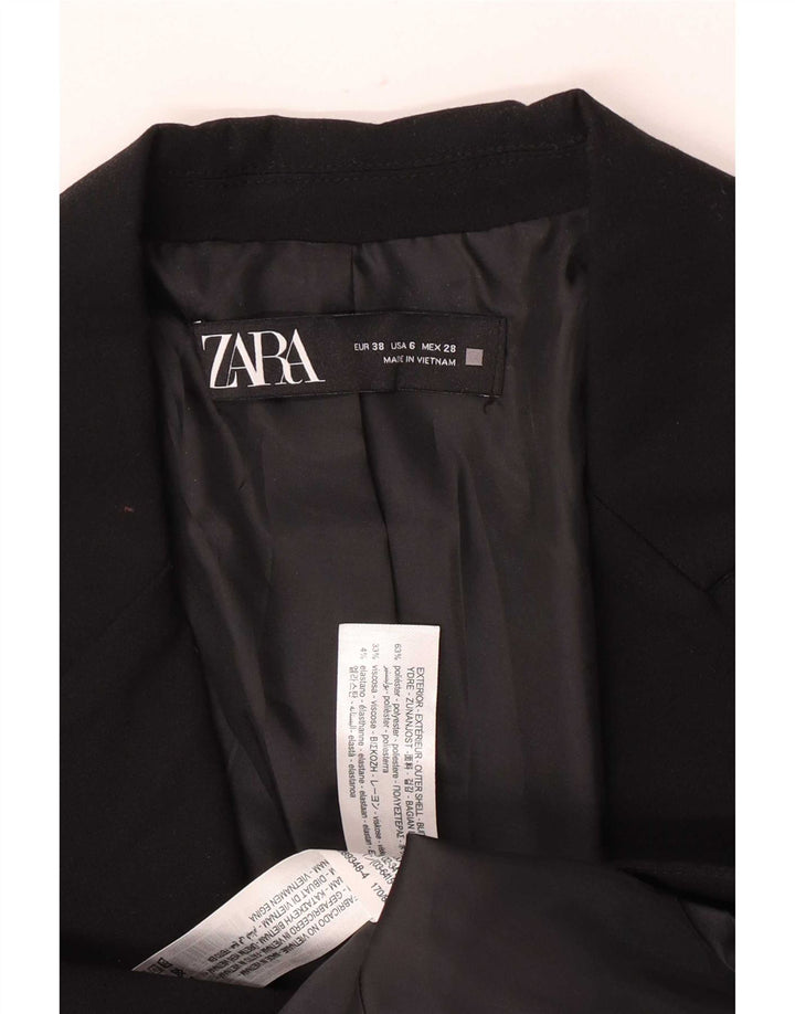 Zara Damen 1-Knopf-Blazerjacke EU 38 Small Black Polyester