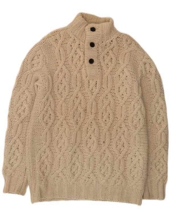Timberland Herren-Pullover mit Knopfkragen, groß, cremefarbene Wolle