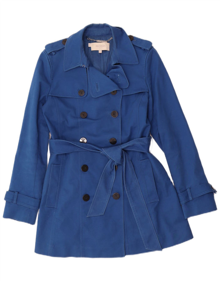 Hobbs Damen Trenchcoat UK 10 Small Blaue Baumwolle