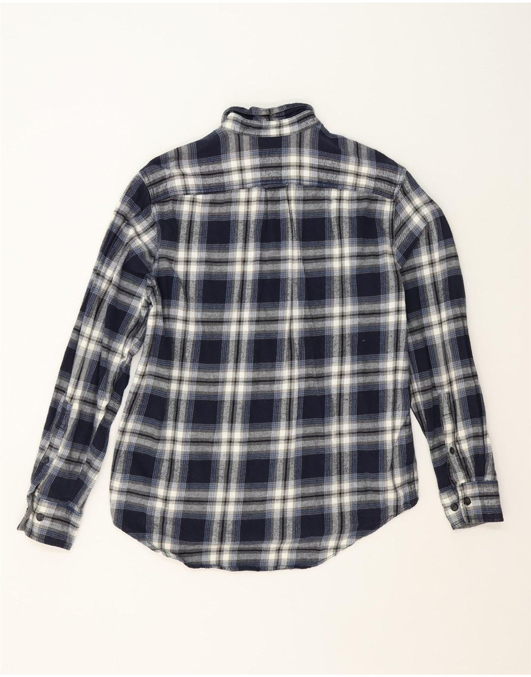 EDDIE BAUER Mens Flannel Shirt Large Navy Blue Check Cotton Vintage Eddie Bauer and Second-Hand Eddie Bauer from Messina Hembry 