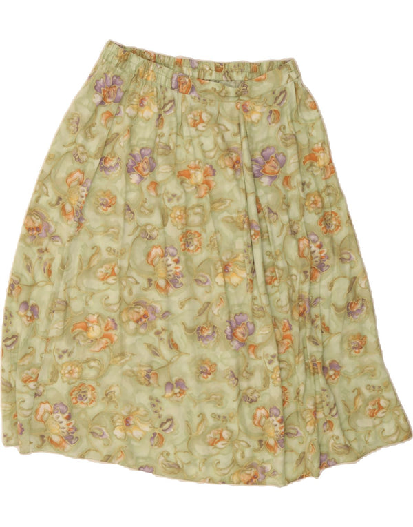 HONOR MILBURN Damen A-Linien-Rock UK 16 Large W32 Viskose mit grünem Blumenmuster