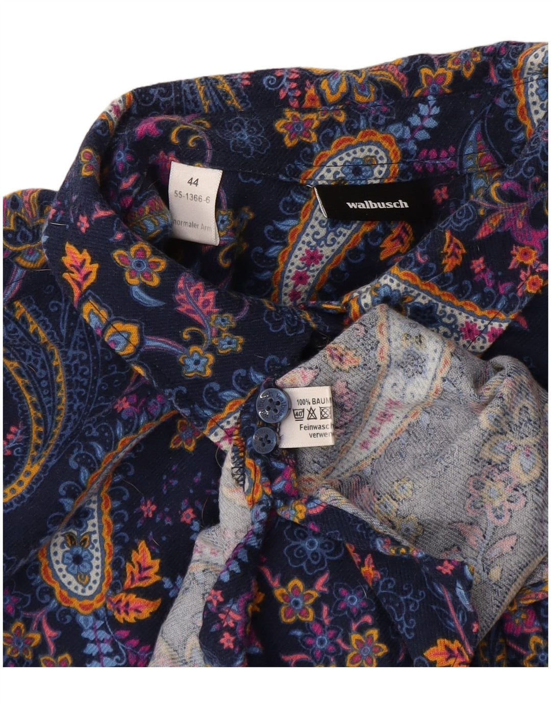 Walbusch Damen-Hemdbluse in Übergröße, IT 44, mittelblau, Paisleymuster