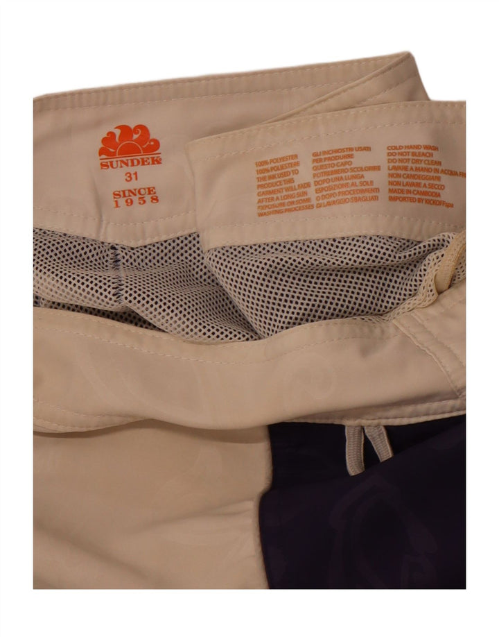 SUNDEK Herren-Badeshorts mit Grafik, mittelgroß, Marineblau, Blumenmuster, Polyester
