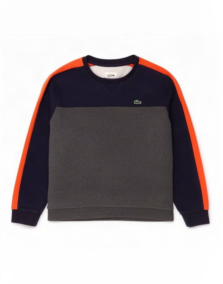 Lacoste Herren-Sweatshirt-Pullover, Größe 8 3XL, graue Colourblock-Baumwolle