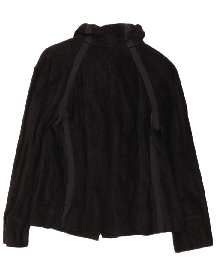 Evelin Brandt Damen Berlin 4-Knopf-Blazerjacke EU 36 Kleine schwarze Wolle