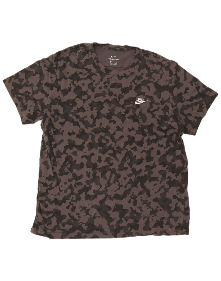 Nike Herren T-Shirt Top 2XL Grau Camouflage Baumwolle