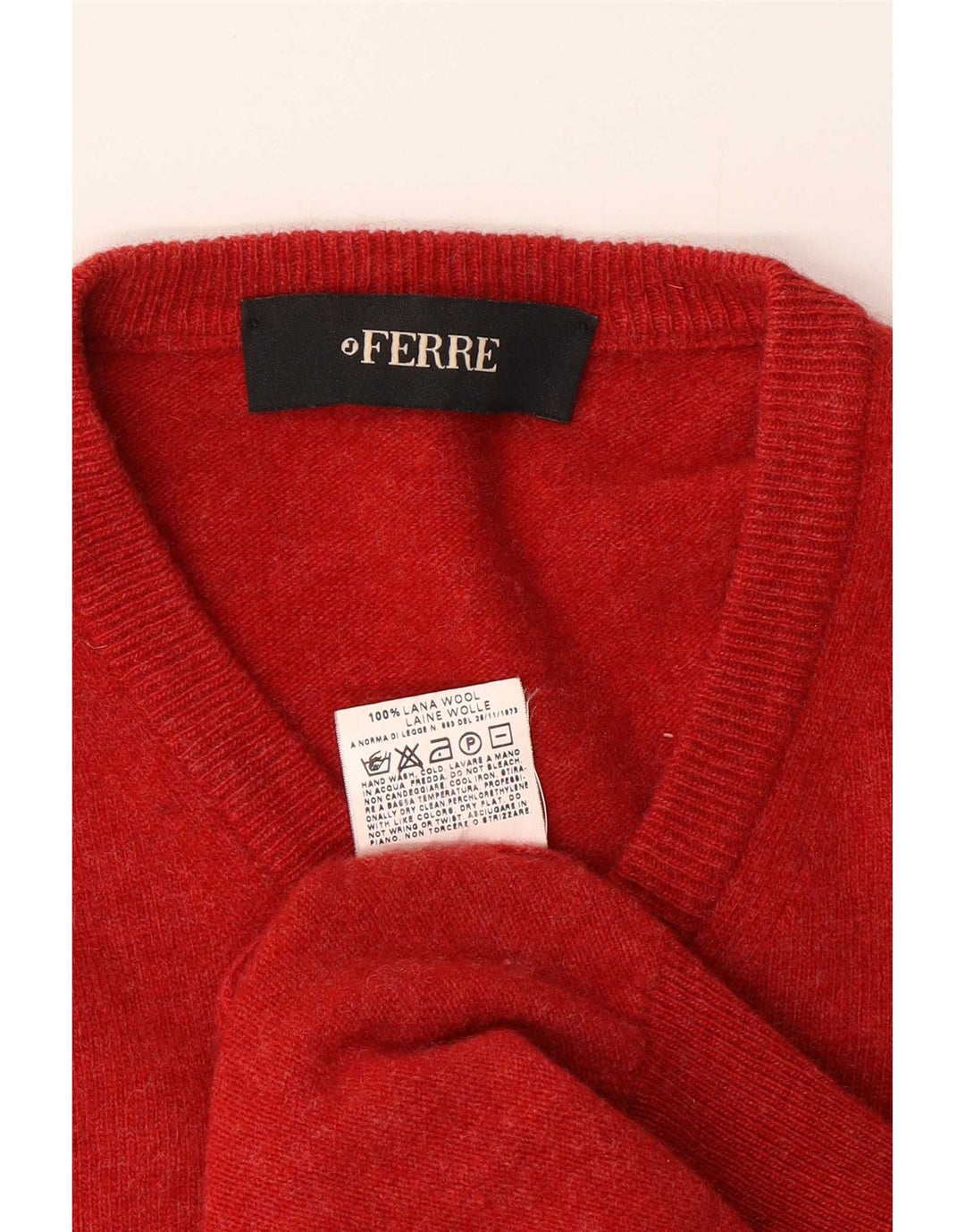 Ferre Herren-Pullover mit V-Ausschnitt aus mittelroter Wolle