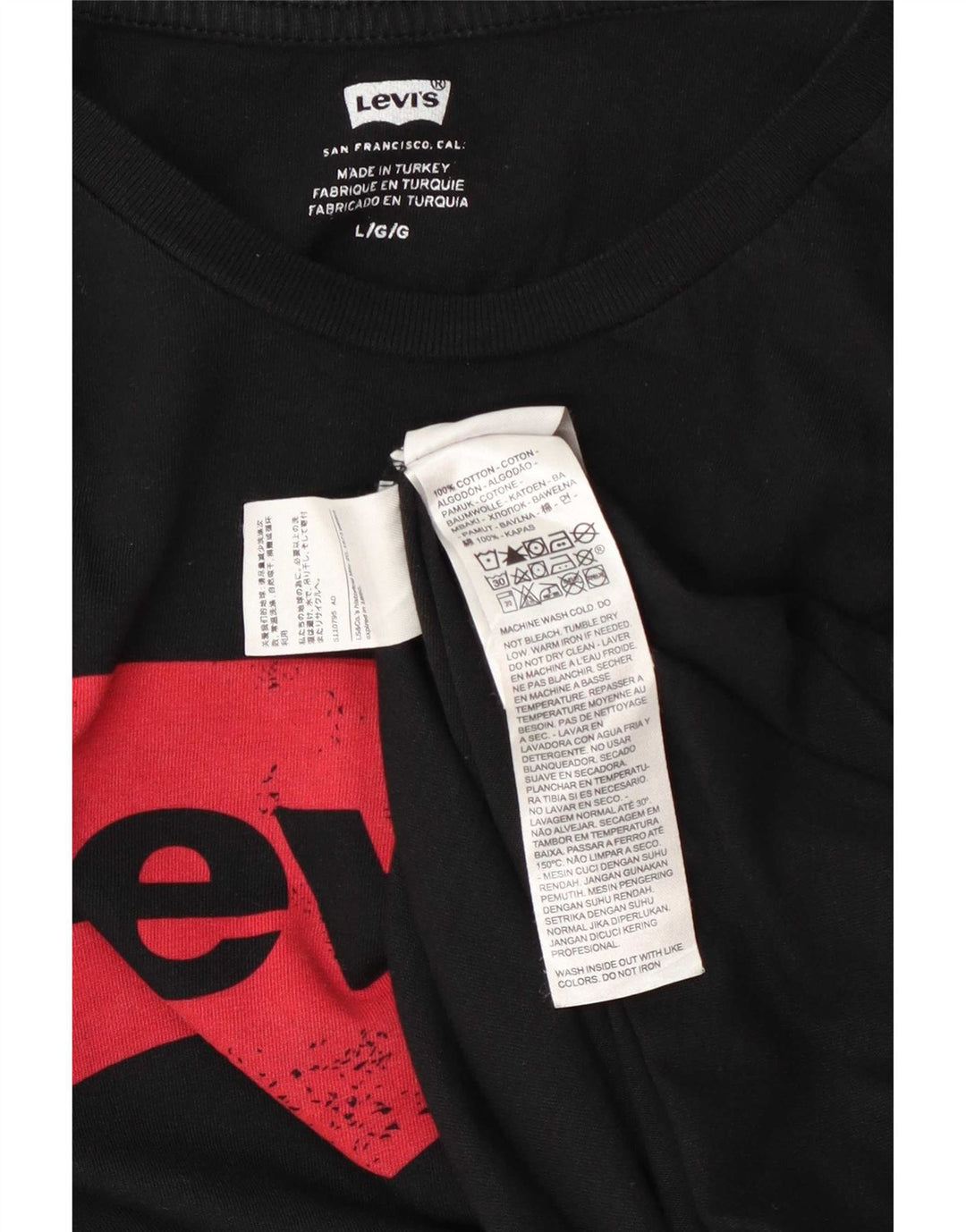 Levi's Herren-T-Shirt mit Grafik, Größe L, aus schwarzer Baumwolle