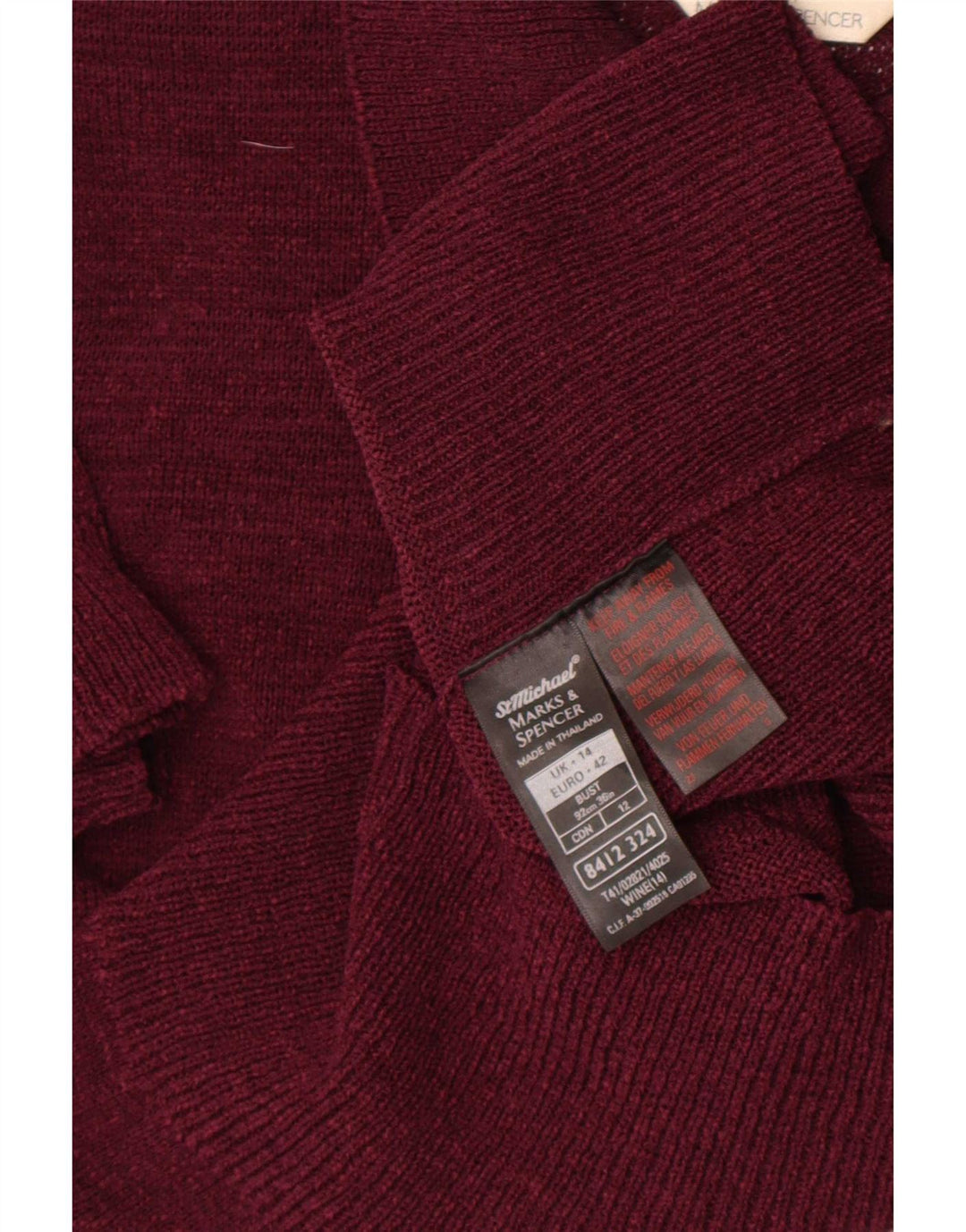 Marks & Spencer Damen Crop Cardigan Pullover UK 14 Medium Burgund