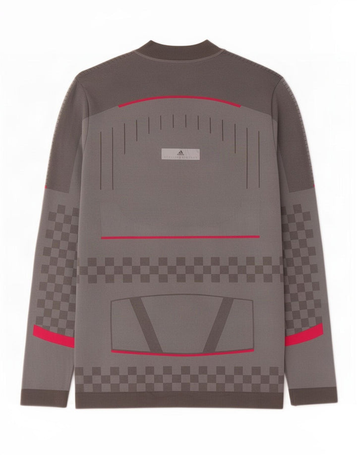 Adidas Damen-Pullover-Trainingsanzug-Oberteil, UK-Größe 44, großes graues geometrisches Polyester