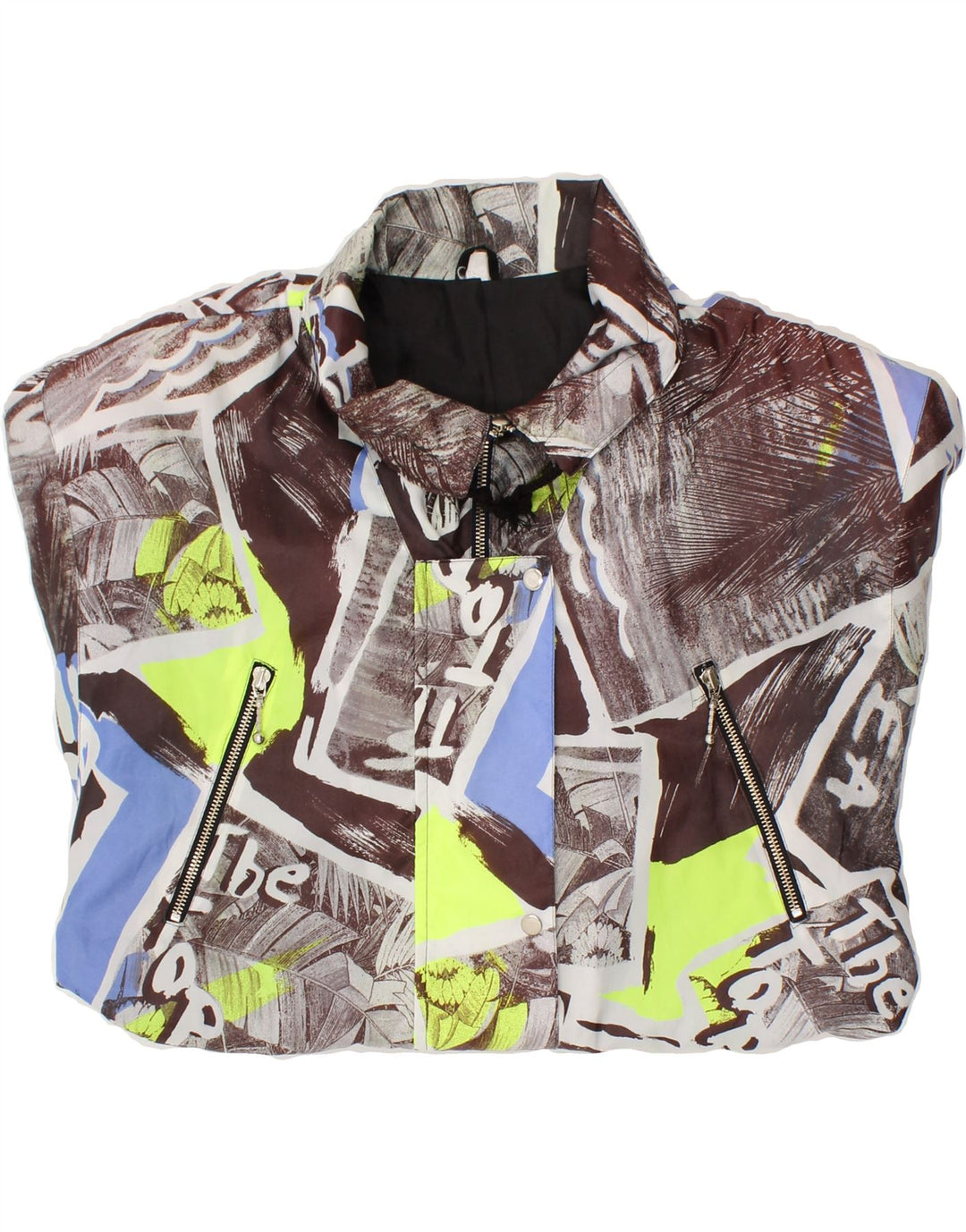VINTAGE Womens Windbreaker Coat UK 12 Medium Grey Colourblock Vintage Vintage and Second-Hand Vintage from Messina Hembry 