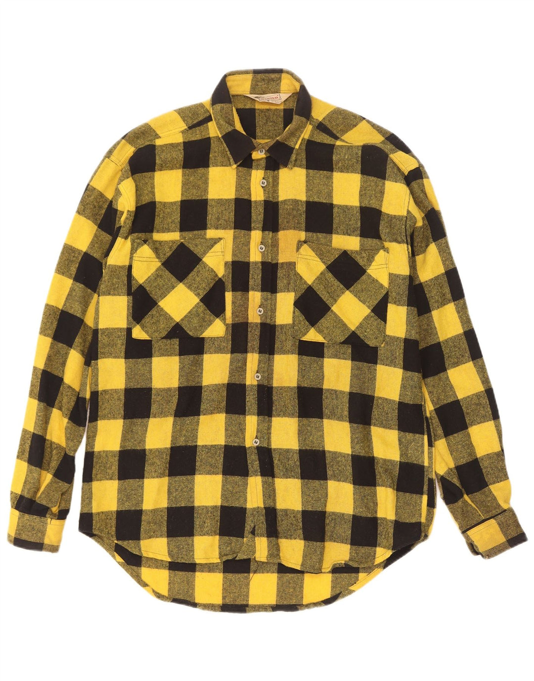 Wanted Herren-Overshirt-Hemd aus mittelgelbem Gingham-Acryl
