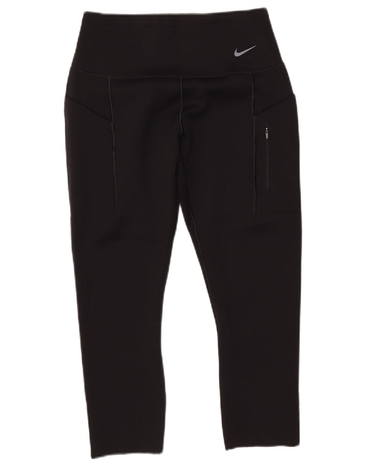 NIKE Damen Dri Fit Capri Leggings UK 12 Medium Schwarz