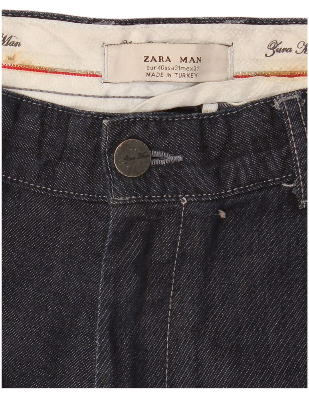 Zara Herren Straight Jeans EU 40 Medium W31 L34 Marineblau