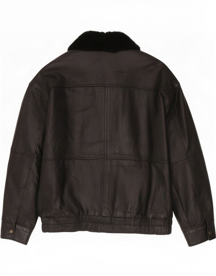 Vintage Herren Lederjacke IT 52 XL Schwarz
