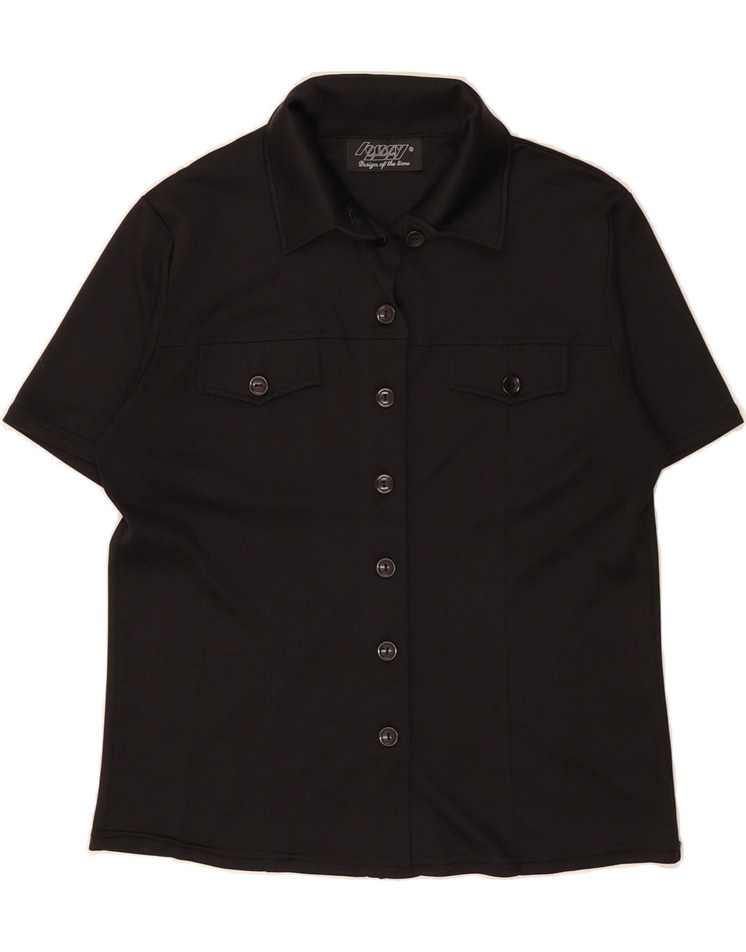 LORSAY Womens Short Sleeve Shirt UK 12 Medium Black Vintage Lorsay and Second-Hand Lorsay from Messina Hembry 