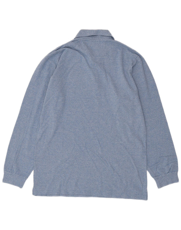Champion Mens Long Sleeve Polo Shirt Large Blue Flecked Cotton