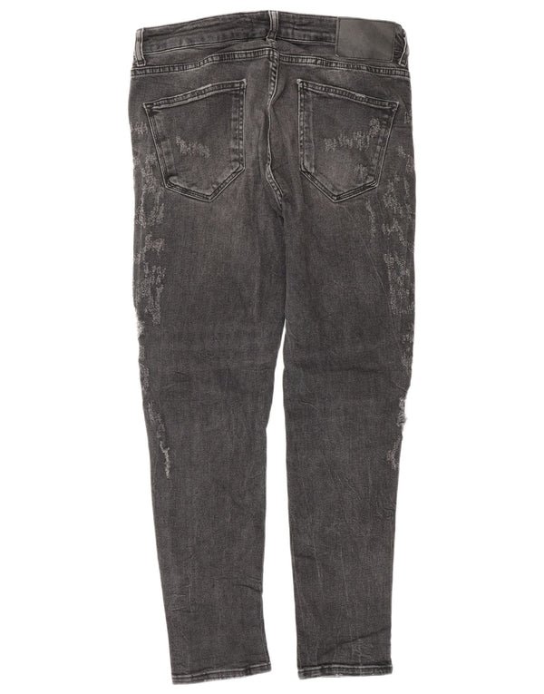 ZARA Mens Distressed Slim Jeans EU 42 Large W32 L30 Grey