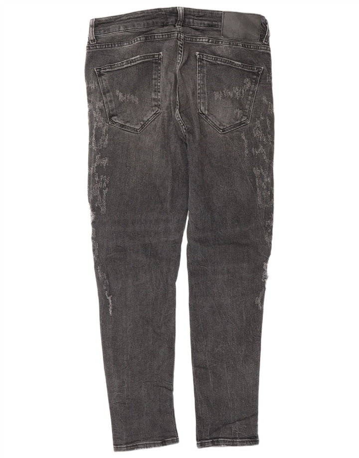 ZARA Herren Distressed Slim Jeans EU 42 Large W32 L30 Grau
