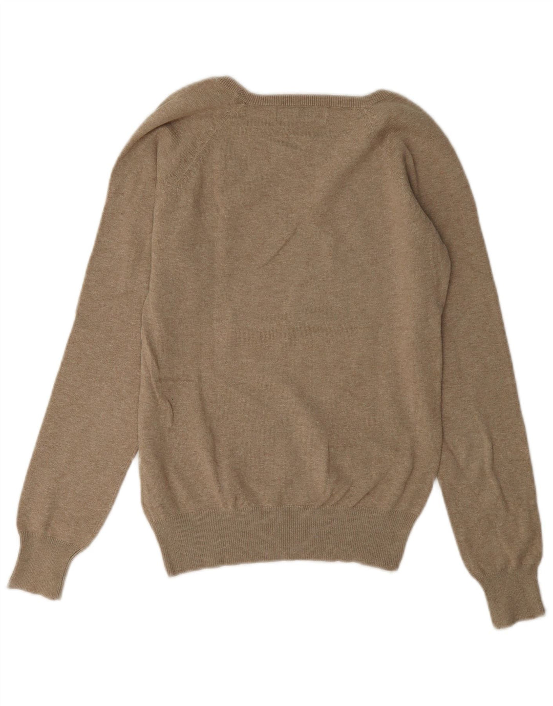 Zara Damen-Pullover mit V-Ausschnitt, UK 14, mittelbraune Baumwolle