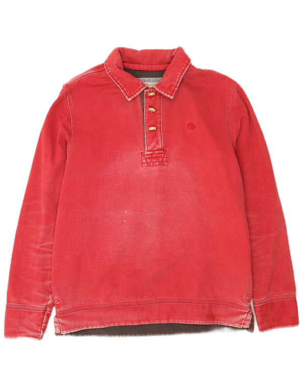 Fat Face Mens Polo Neck Sweatshirt Jumper Medium Red Cotton