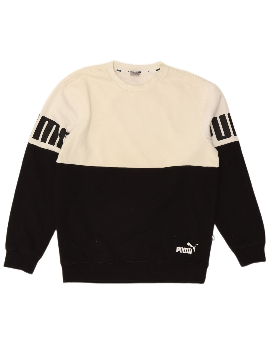 Puma Herren-Sweatshirt mit Grafik, Größe S, Schwarz, Colourblock-Baumwolle