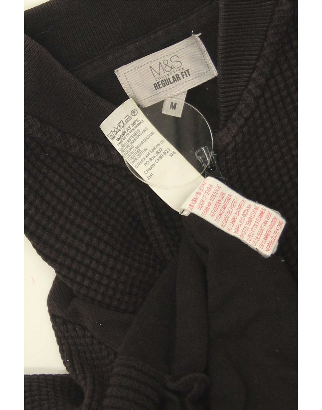 Marks & Spencer Herren-Strickjacke in normaler Passform aus mittelschwarzer Baumwolle