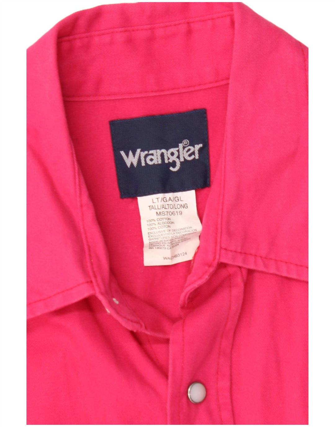 WRANGLER Herren-Hemd, groß, rosa, Baumwolle