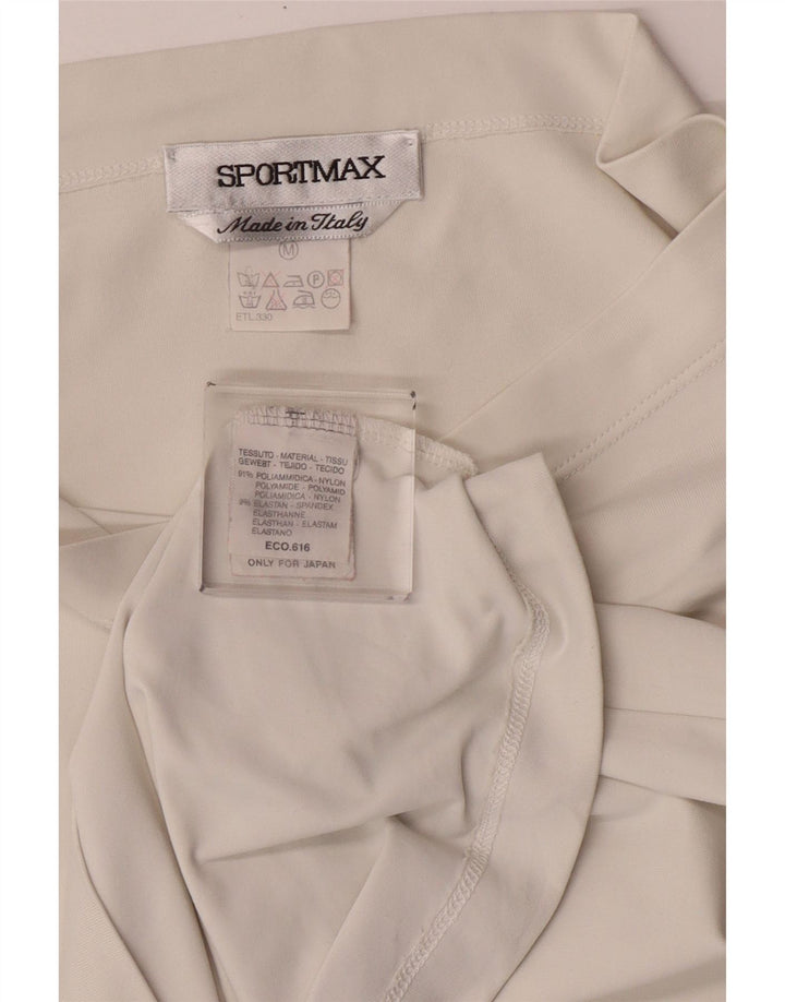 Sportmax Damen Crop Top Langarm UK 12 Medium Off White Polyamid