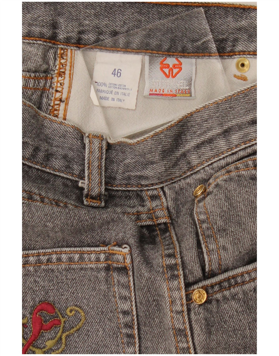 Vintage Damen High Waist Tapered Jeans IT 46 Large W28 L29 Graue Baumwolle