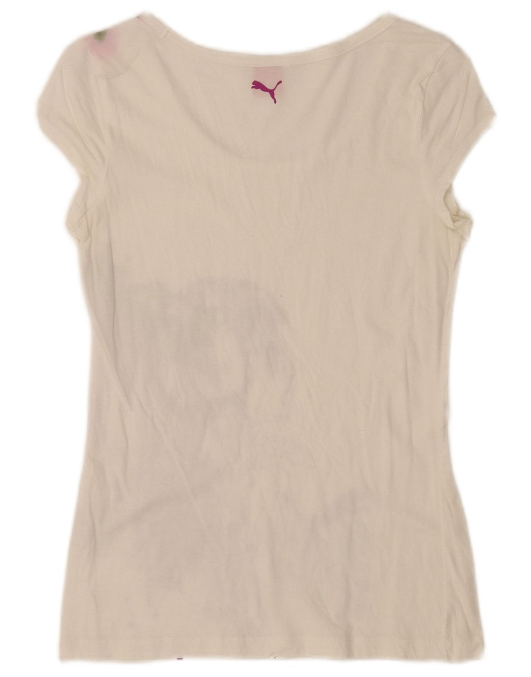 Puma Damen Regular Graphic T-Shirt Top UK 10 Small Weiß