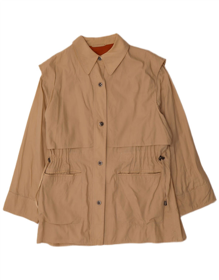 Vintage Damen Trenchcoat IT 46 Große Beige Baumwolle