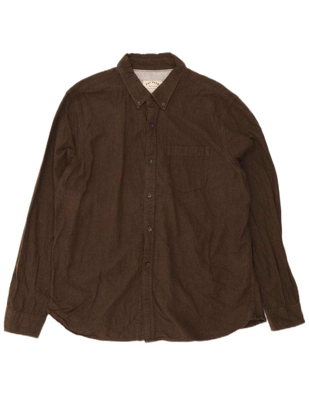 Fat Face Herren-Flanellhemd XL, Khaki, Hahnentritt-Baumwolle