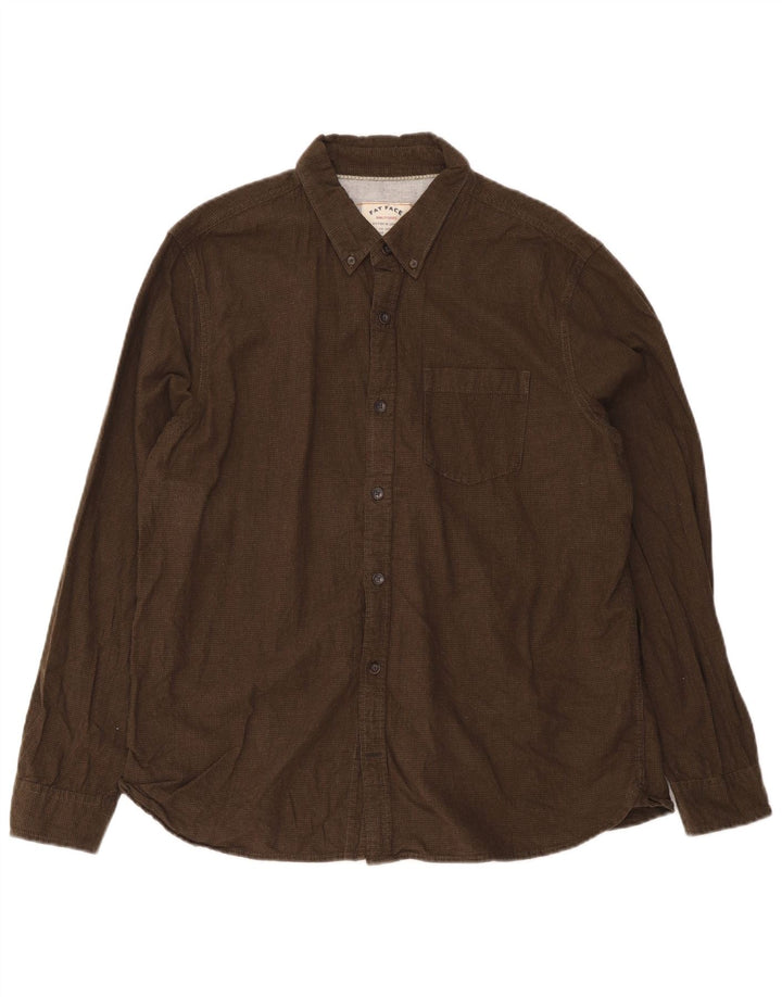Fat Face Herren-Flanellhemd XL, Khaki, Hahnentritt-Baumwolle