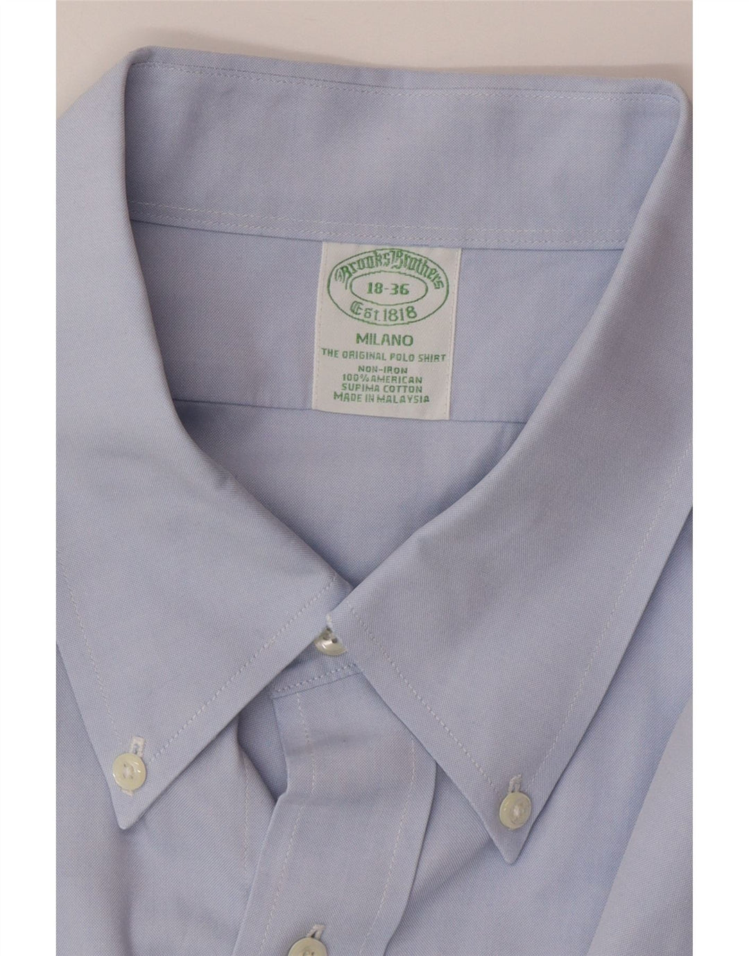 Brooks Brothers Herrenhemd Größe 18 2XL Blaue Baumwolle