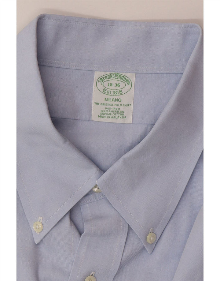 Brooks Brothers Herrenhemd Größe 18 2XL Blaue Baumwolle