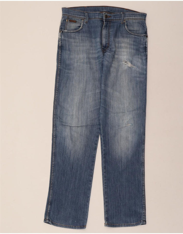 WRANGLER Mens Texas Straight Jeans W32 L34 Blue Cotton Vintage Wrangler and Second-Hand Wrangler from Messina Hembry 