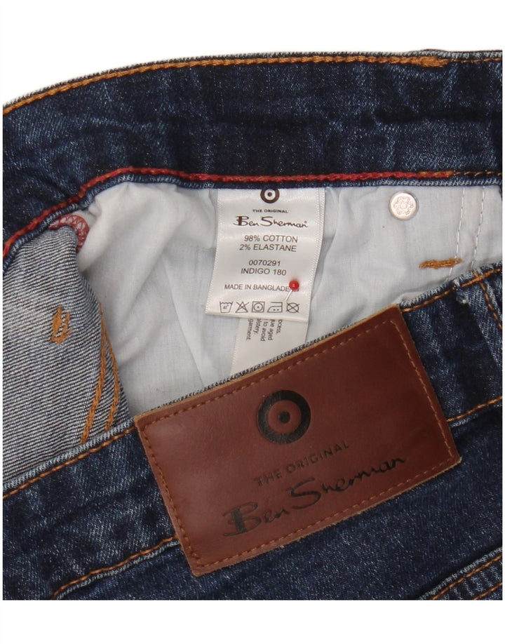 Ben Sherman Herren Straight Jeans W36 L31 Marineblaue Baumwolle