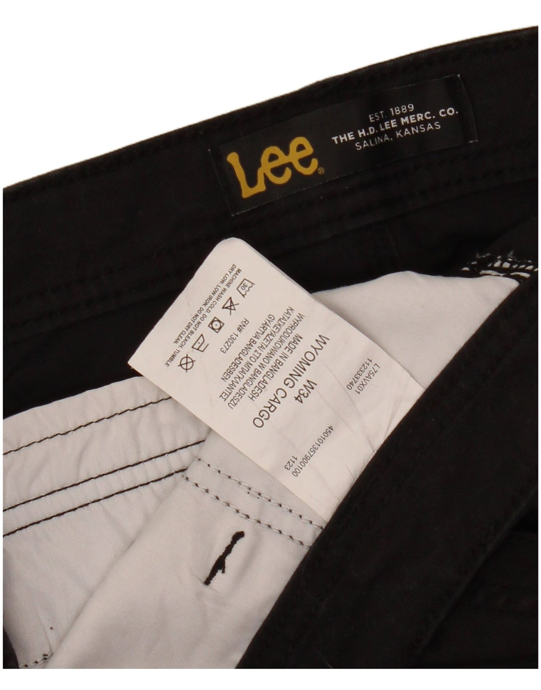 Lee Herren Cargoshorts W34 Große schwarze Baumwolle