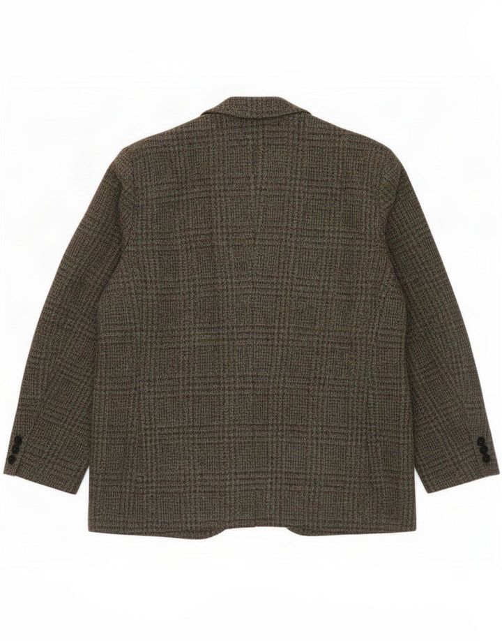 Harris Tweed Herren-Blazer mit 3 Knöpfen, UK 38, mittlerer Khaki-Hahnentrittmuster