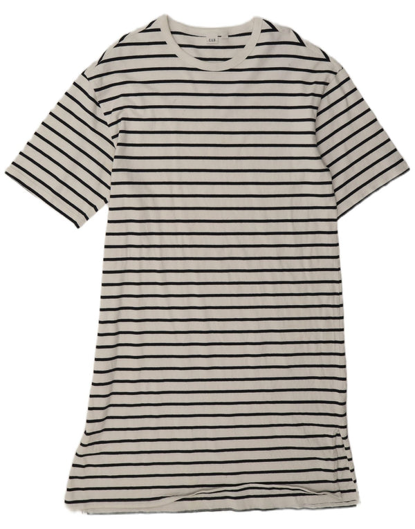 Gap Damen T-Shirt-Kleid UK 14 Mittelweiß gestreifte Baumwolle