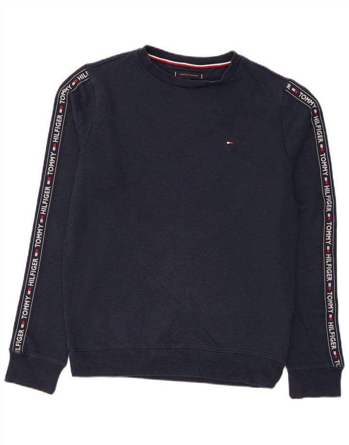 TOMMY HILFIGER Herren-Sweatshirt mit Grafik, Größe S, marineblaue Baumwolle