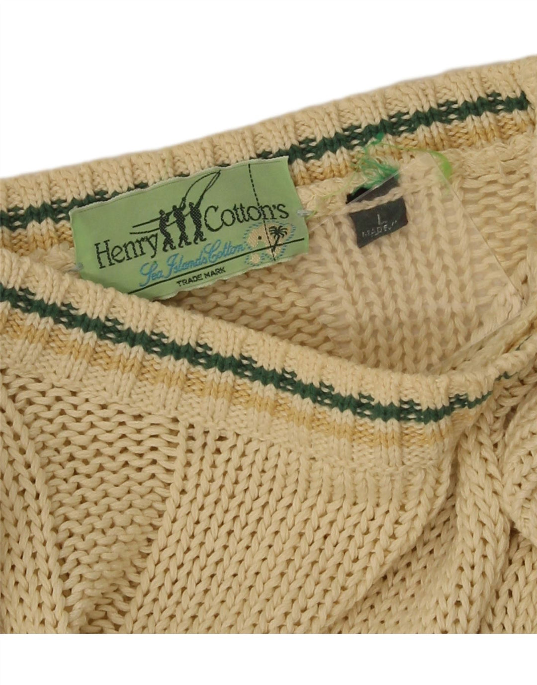 Henry Cottons Herren-Pullover mit U-Boot-Ausschnitt, Größe L, Gelb